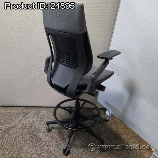 Grey Steelcase Gesture Drafting Stool Chair w/ Black Frame - Photo 2
