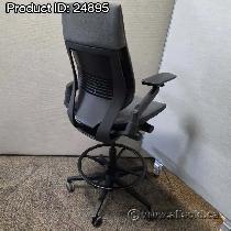Grey Steelcase Gesture Drafting Stool Chair w/ Black Frame - Photo 2