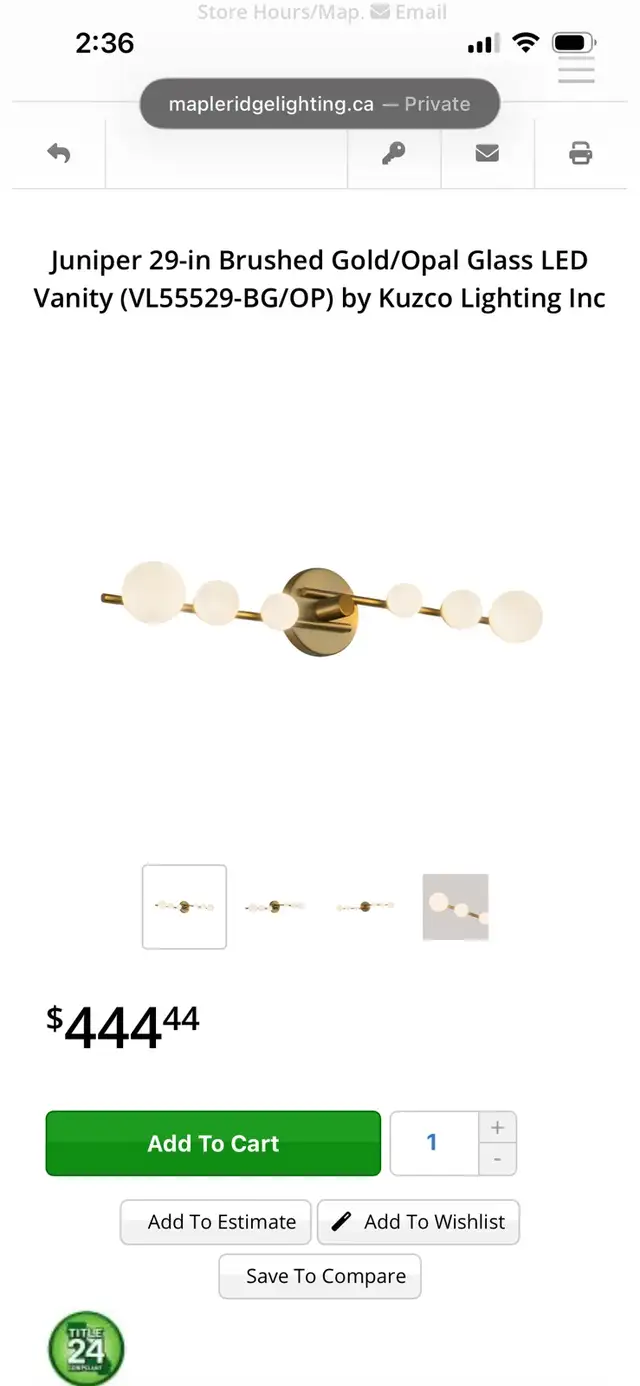brushed gold vanity light 30" juniper kuzko VL55529-BG/OP