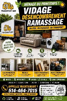 Transport, Vidage , ramassage et déménagement