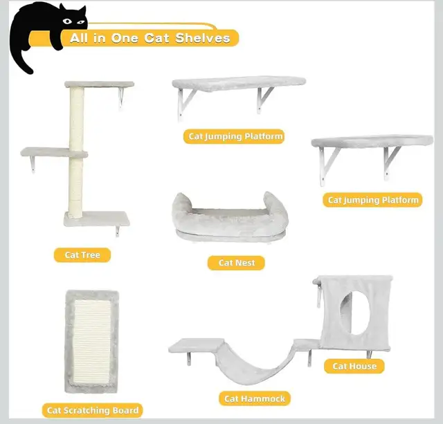 Wall-Mounted Cat Furniture Set- White - Photo 4