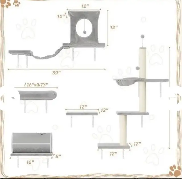 Wall-Mounted Cat Furniture Set- White - Photo 5