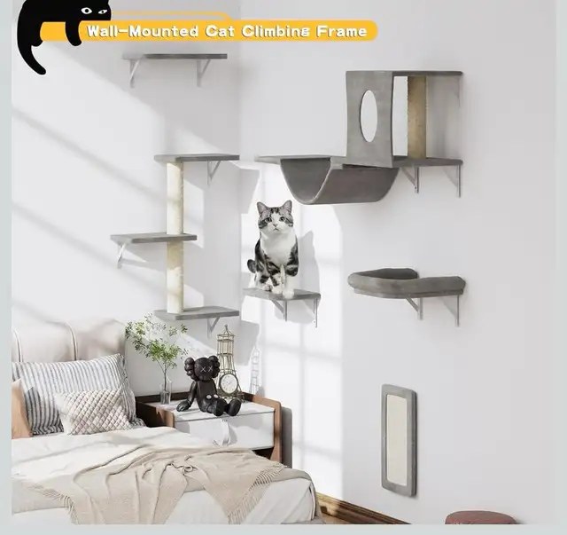 Wall-Mounted Cat Furniture Set- White - Photo 6
