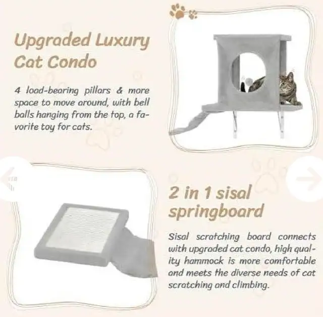 Wall-Mounted Cat Furniture Set- White - Photo 7