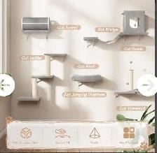 Wall-Mounted Cat Furniture Set- White - Photo 8