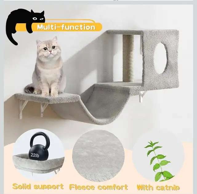 Wall-Mounted Cat Furniture Set- White - Photo 9
