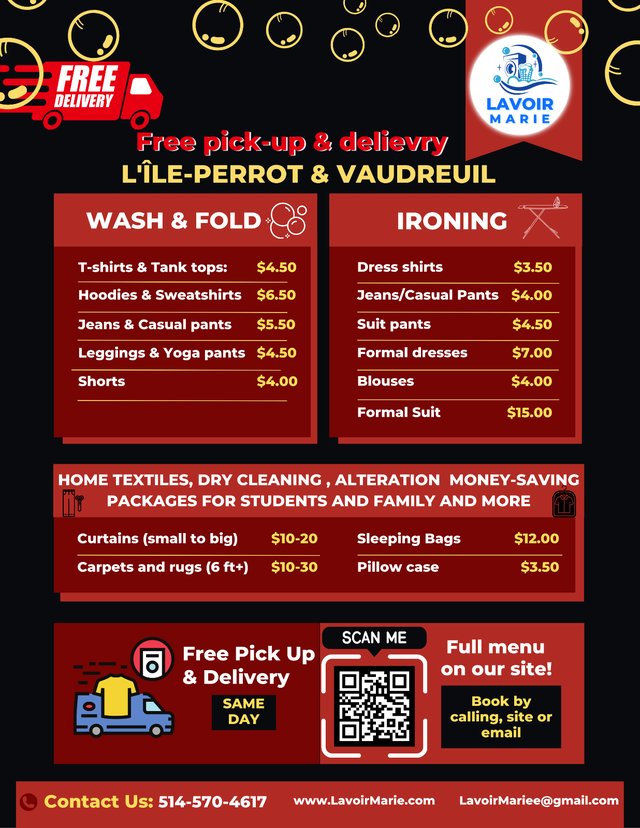 Nettoyage à Sec & Lavage | Dry Cleaning & Laundry