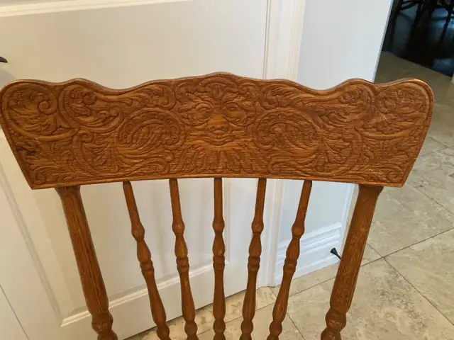 Set of 4 Oak Pressback Chairs - Photo 2