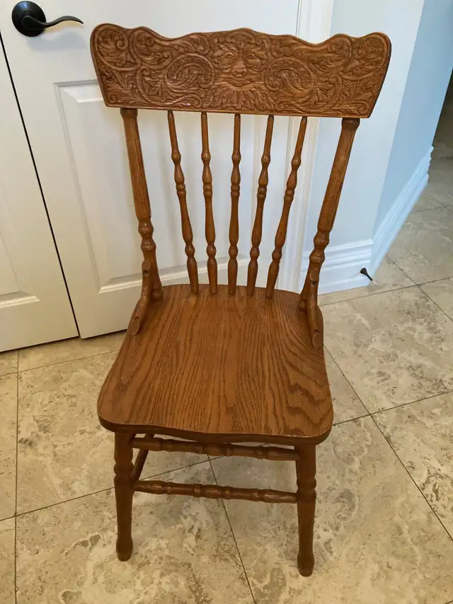 Set of 4 Oak Pressback Chairs - Photo 4