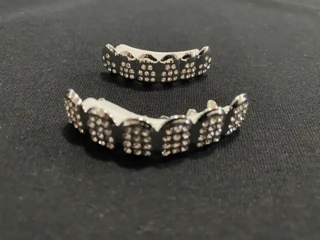Diamond Silver Grillz Hip Hop Bling - Photo 3