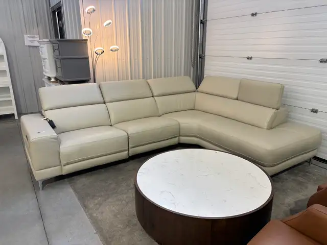 Leather sectional with power seat
