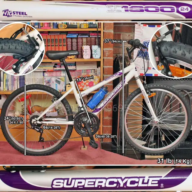 Vélo montagne femme 24' cadre TRÈS PETIT Supercycle SC1800 NEUVE