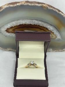 14k Two Tone Solitaire Diamond Ring