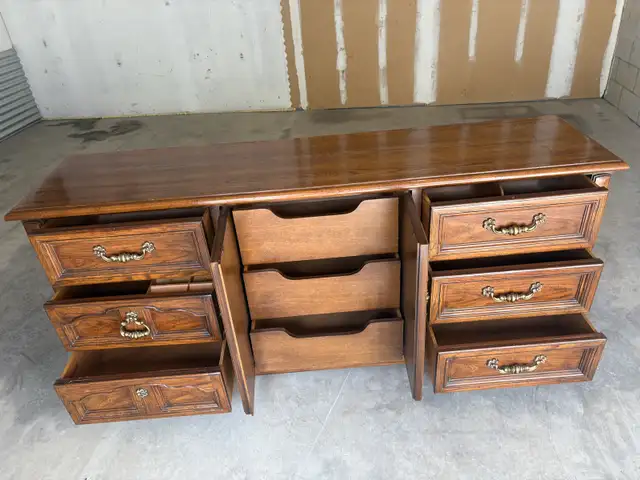Free delivery used Vintage Wood Dresser with 9 Drawers - Photo 10