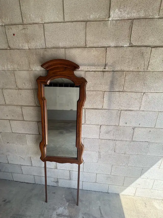 Free delivery used Vintage Wood Accent Mirror with Stand - Photo 2