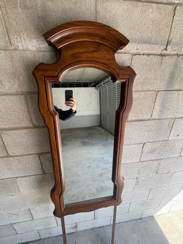 Free delivery used Vintage Wood Accent Mirror with Stand - Photo 3