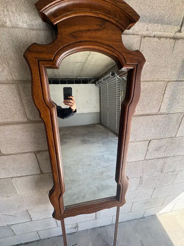 Free delivery used Vintage Wood Accent Mirror with Stand - Photo 4