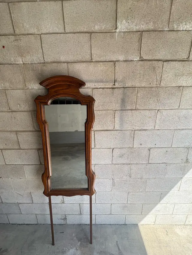 Free delivery used Vintage Wood Accent Mirror with Stand - Photo 5