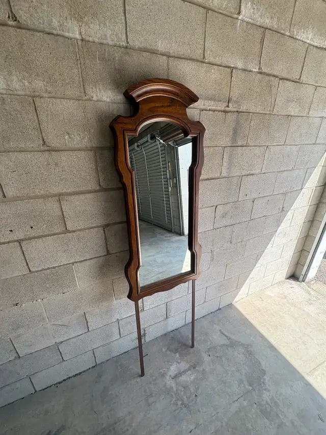 Free delivery used Vintage Wood Accent Mirror with Stand - Photo 6