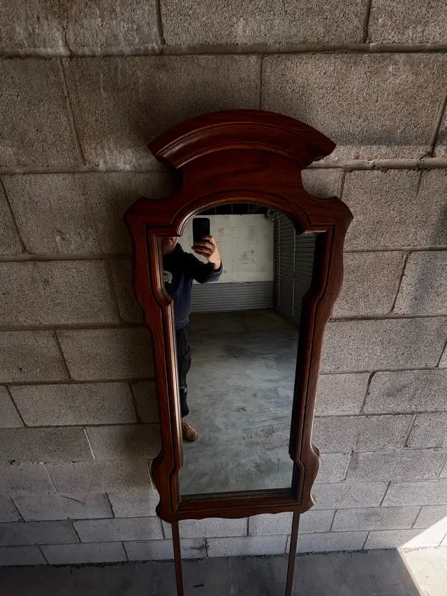 Free delivery used Vintage Wood Accent Mirror with Stand - Photo 7