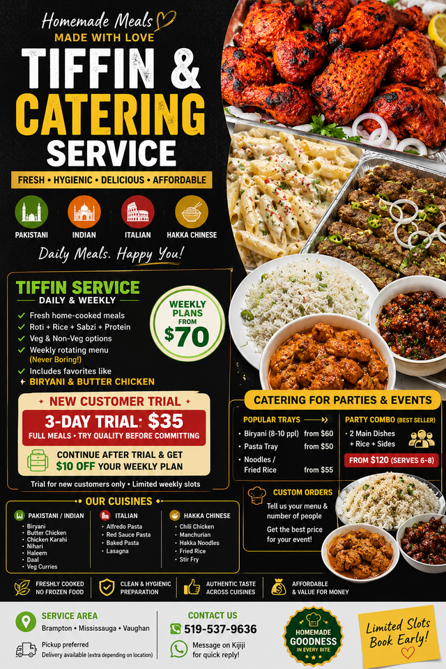 Tiffin & Catering | From $70 Weekly | Fresh Homemade