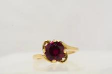 10K RED STONE BYPASS RING