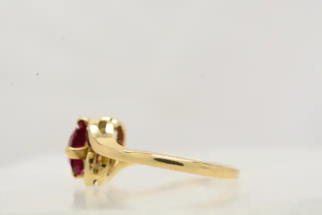 10K RED STONE BYPASS RING - Photo 2