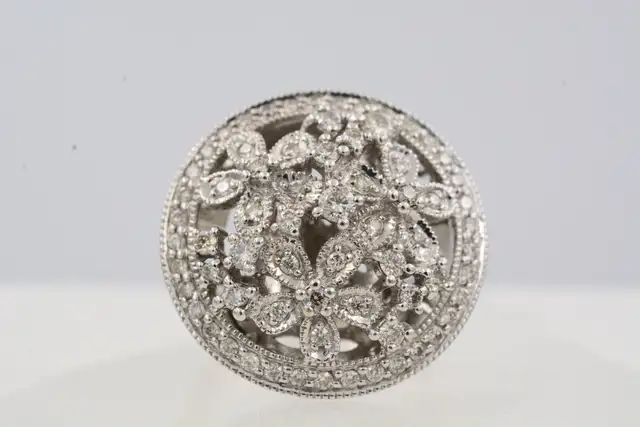 14K ORNATE LRG FLORAL CLUSTER RING