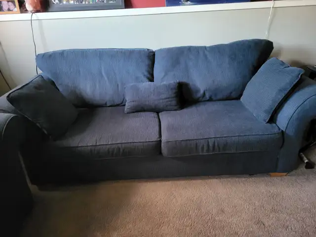2 blue couches