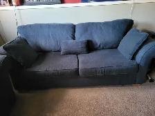 2 blue couches