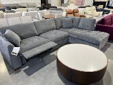 Grey fabric sectional with power footrests - Photo 2