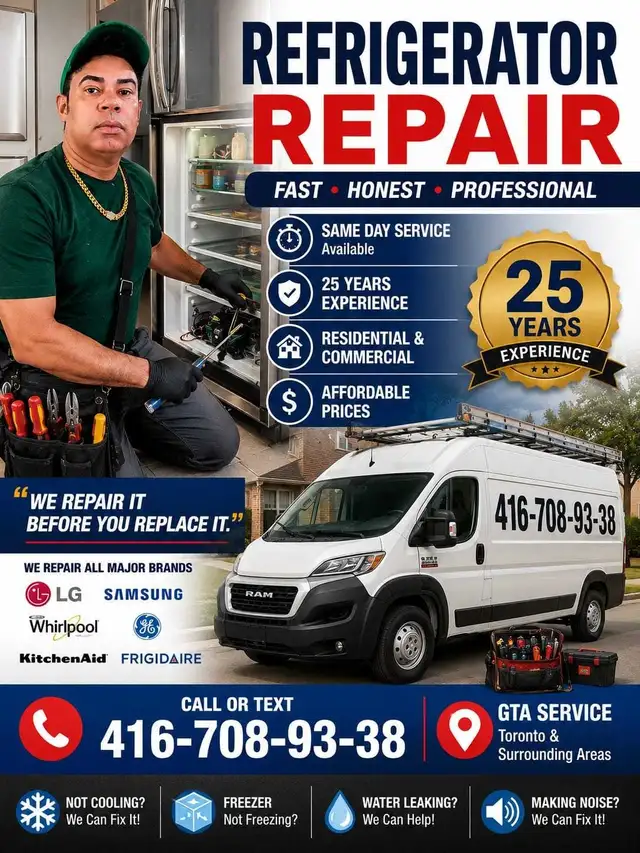 416 802 7671 fridge freezer cooler repair