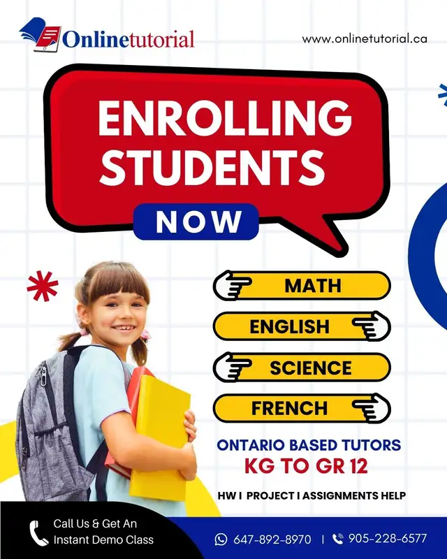 Online Tutoring for Math, Science, English & French