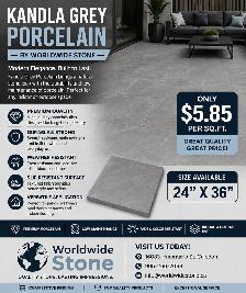 Kandla Grey Porcelain 24x36 – Premium Porcelain Tile ($5.85/Sqft