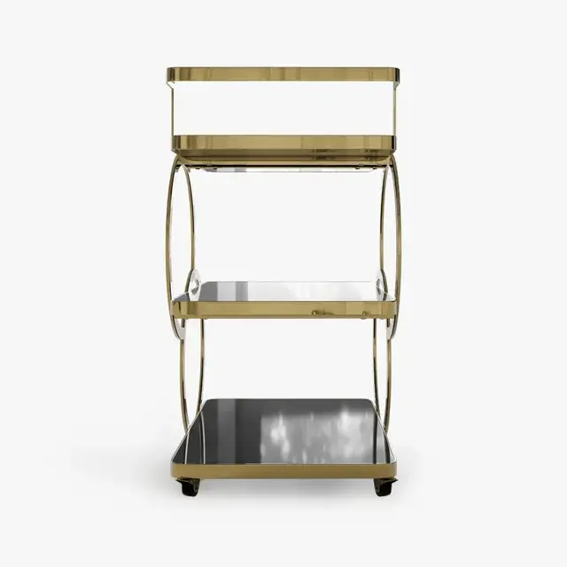 Brand New Luxury Gold Iron 3-Tier Bar Cart with Wheels $139 - Photo 3