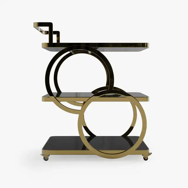 Brand New Luxury Gold Iron 3-Tier Bar Cart with Wheels $139 - Photo 4