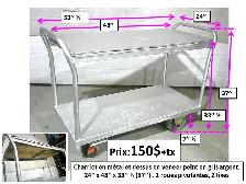 Charriot 24'' x 48'' x 33''1/2 (37'') métal et veneer et autres