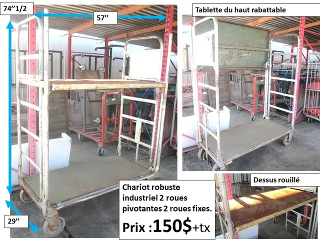 Charriot 24'' x 48'' x 33''1/2 (37'') métal et veneer et autres - Photo 8