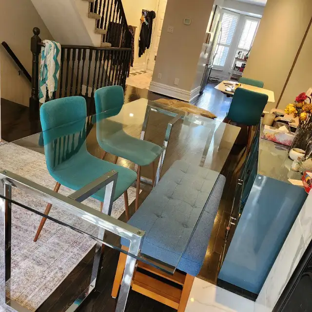Glass Dining Table   Bench   2 Chairs - Photo 2