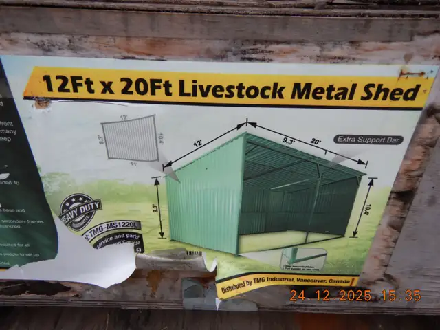 12’ x 20’ Galvanized Metal Storage  Livestock Shed, 240 Sq-Ft