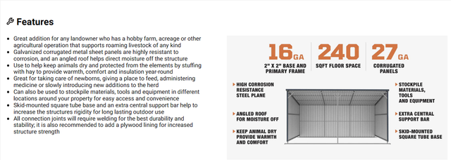 12’ x 20’ Galvanized Metal Storage  Livestock Shed, 240 Sq-Ft - Photo 9