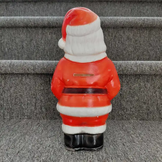 Père Noël tirelire vintage en plastique blow mold - Photo 2