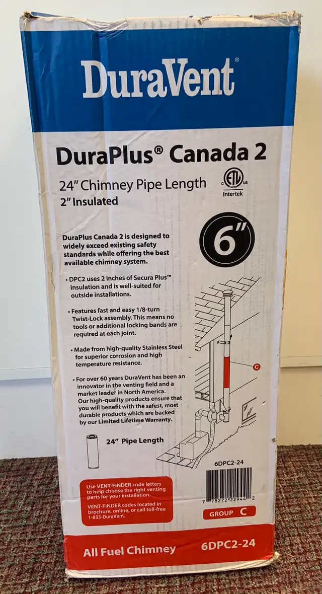 DuraVent 2" Insulated 24" Chimney Pipe