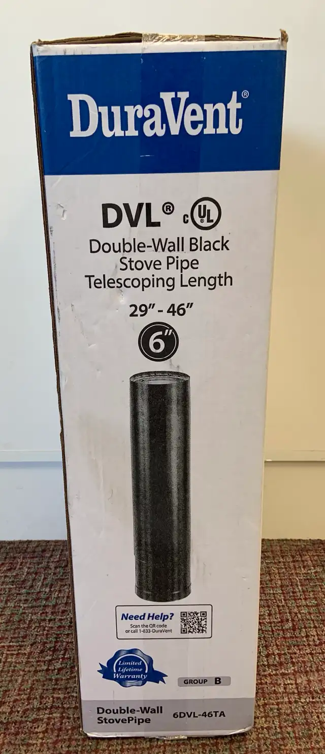 Double-Wall Black Stove Pipe Telescoping Length 29"-46" - Photo 2