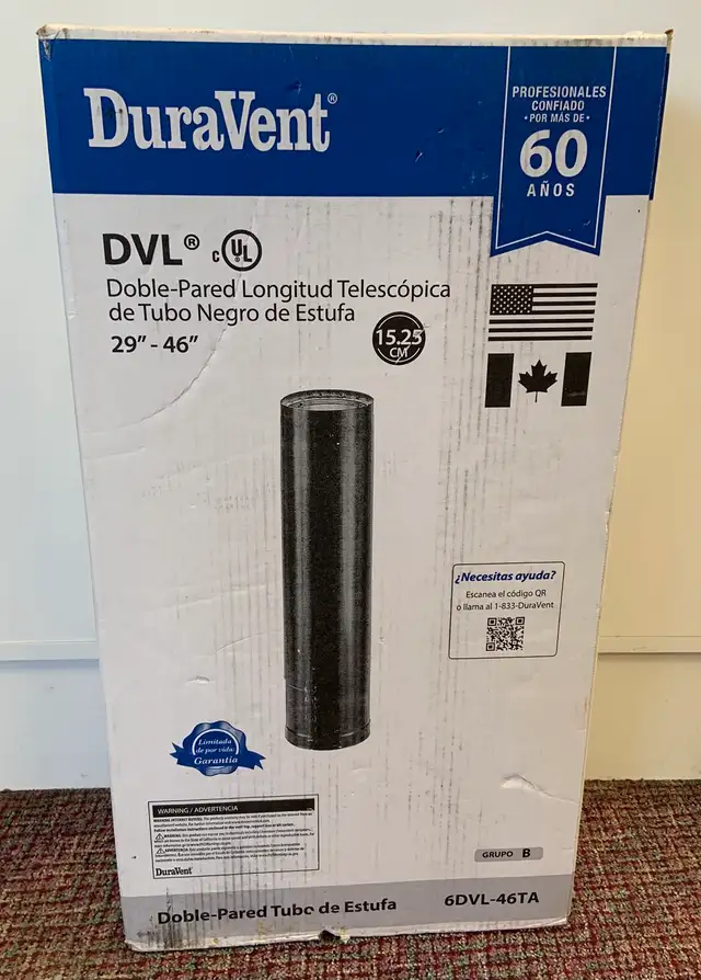 Double-Wall Black Stove Pipe Telescoping Length 29"-46" - Photo 3