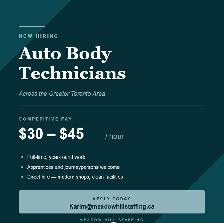 Auto Body Technicians Needed — Toronto Shops Hiring Now ($30–$45