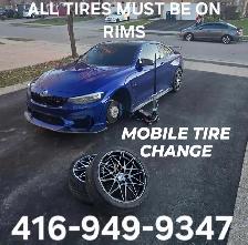 mobile tire change on your driveway