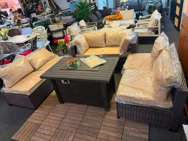 Brand New 8 pcs Patio Furniture Set with Fireplace Table $869 - Photo 4