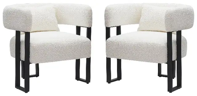 DESIGNERS SCARLET ACCENT CHAIR IN IVORY BOUCLE AND BLACK. - Photo 9