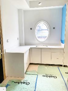 White Quartz Countertops - With BIg Grey Veins